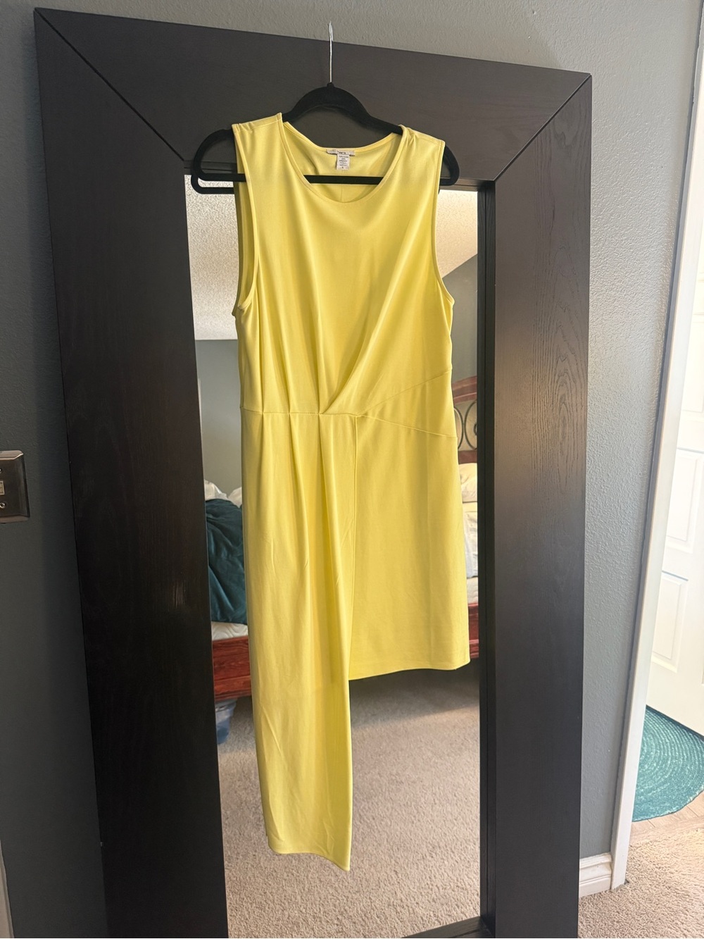 Bright Yellow Asymmetric Sleeveless Dress